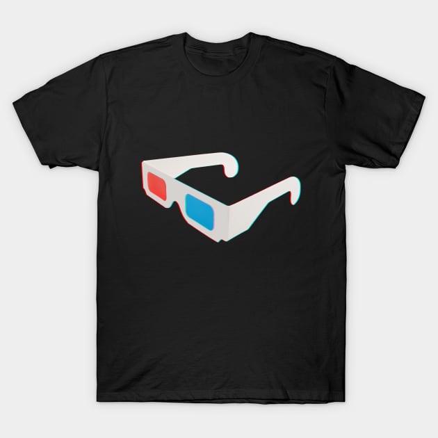 red blue anaglyph 3d eye candy glasses T-Shirt by Closeddoor